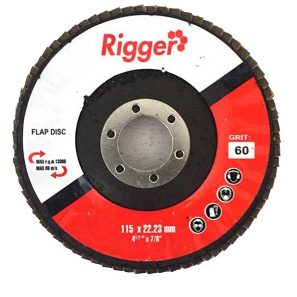 Rigger Abrasive DIY Flap Disc 115mm x 22.23mm - 60 Grit
