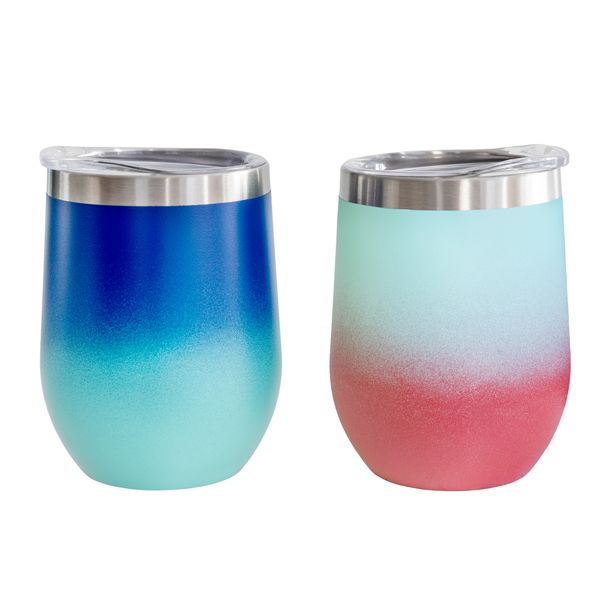 Glacier Set of 2 - 350ml Stainless Steel Double Wall Mugs - Berry Splash