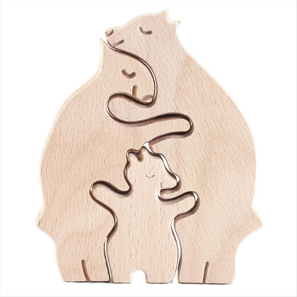 Mother-Child Bear Family Mother's Day Gift Diy Wooden Craft Ornaments
