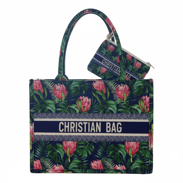Chic Floral Canvas Printed Shopper Tote Bag - Spacious Everyday Carry