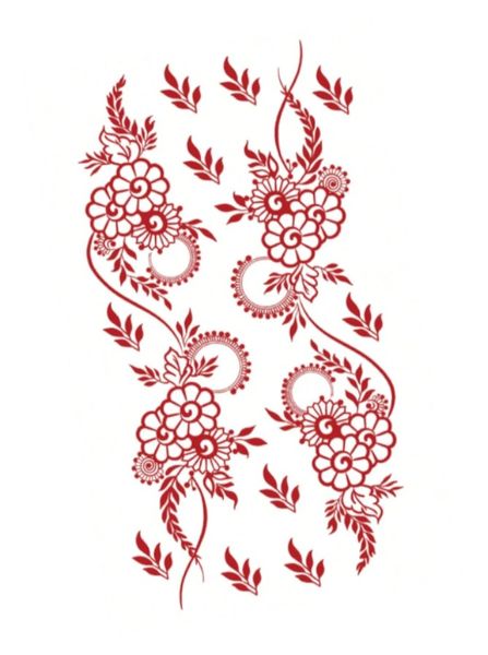 1 Piece - Henna Design Temporary Tattoo - Red