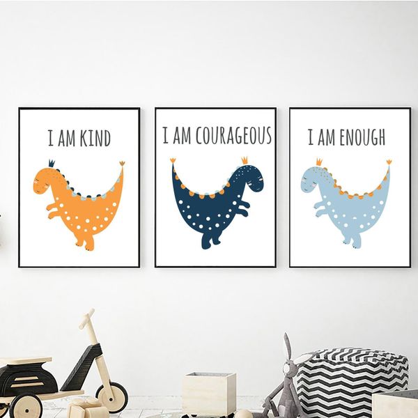 Happy Dinosaurs - A2 - Canvas (3.5cm ) -Set Of 3