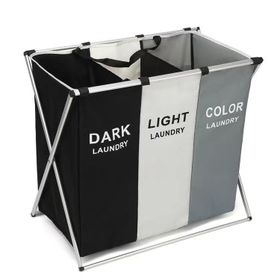 3 Compartments Laundry Basket Hamper for Bathroom and Bed Room | Shop ...