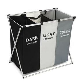 3 Compartments Laundry Basket Hamper for Bathroom and Bed Room | Shop