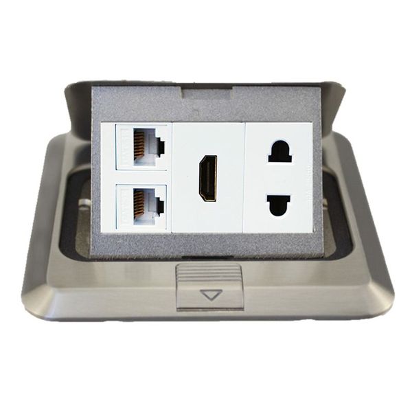 HTECH Table Top / Floor Wall Plate for Boardroom s, LAN + HDMI + Power