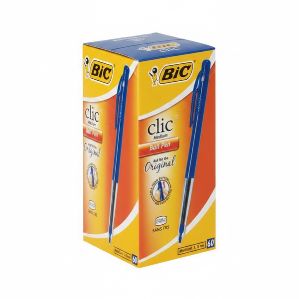 Bic Clic Blue Medium Ballpoint Pens 1.0mm- 60 Pack