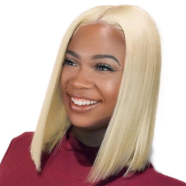 Brazilian Straight Blonde Human Hair Wig Glueless Lace Full Frontal Wig16
