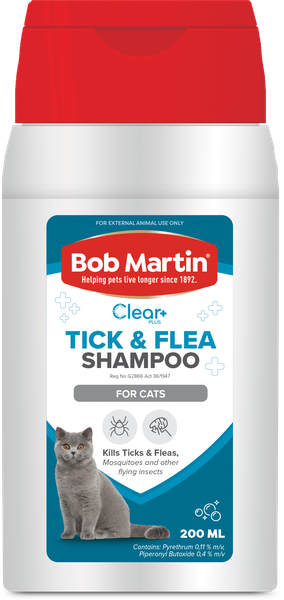 BOB MARTIN Clear+ Tick &amp; Flea Shampoo for Cats &amp; Kittens 200ml