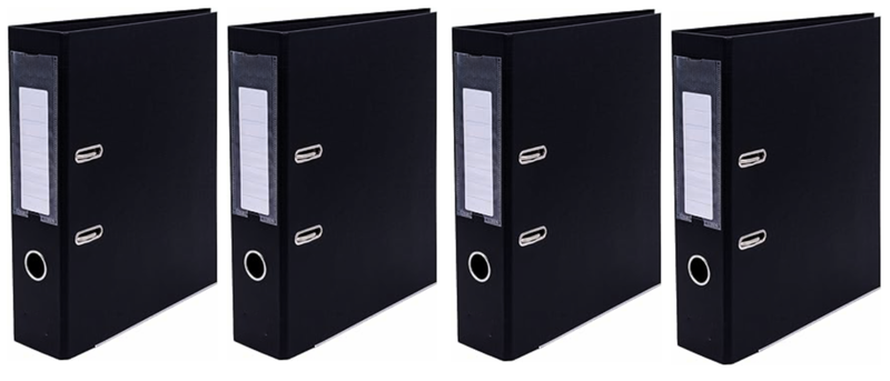 4 Pack Black Premium Lever Arch File 2-Ring Binder Portfolios