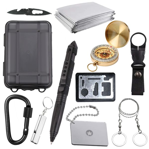 Professional 11-In-1 Survival Gear Tool Kit for Camping, Hiking and Hunting