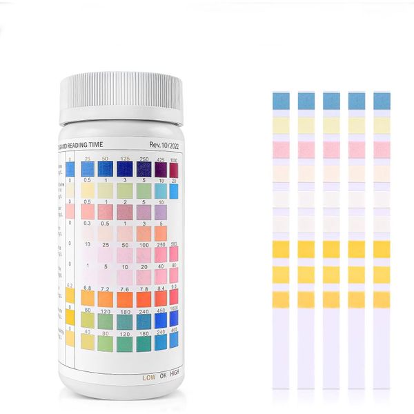 Pack of 100 9 in 1 Test Strips Aquarium, pH for Testing Water Quality