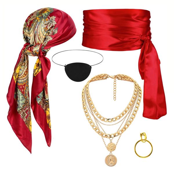 Toy Cosplay Woman Captain Pirate Costume Halloween Party Bandana 5 Piece