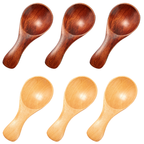 6 Pieces Mini Wooden Spoons With Short Handles Ice Cream Scoop Tea Sugar