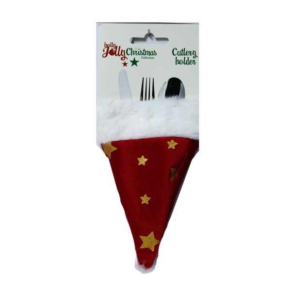 4PC Festive Cutlery Holder - Santa Clause Hat Size 9x14CM
