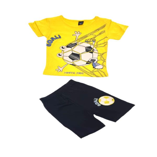 Little People Shop: Boys Black Shorts and Yellow Top- Casual Set