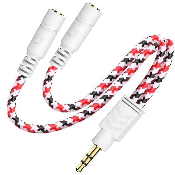 3.5mm AUX Headphone Splitter Cable for Headset Stereo Audio Y Cable 20cm