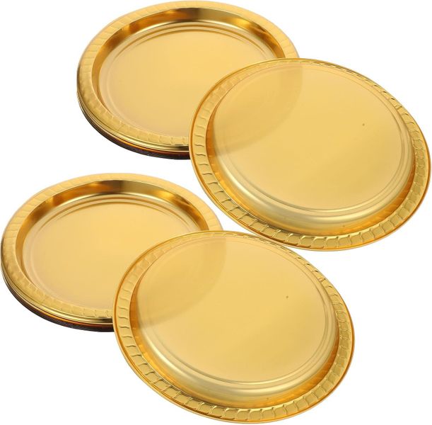 20pcs Gold Disposable round Plates 7-inch Plastic Fruit Holder Snack