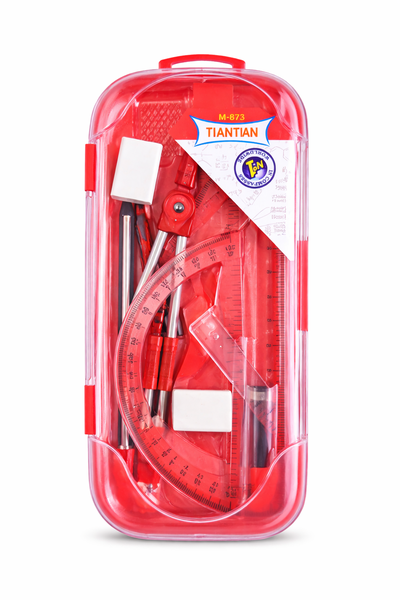 TIANTIAN Red 9-Piece Geometry &amp; Stationery Set - 6 x Sets