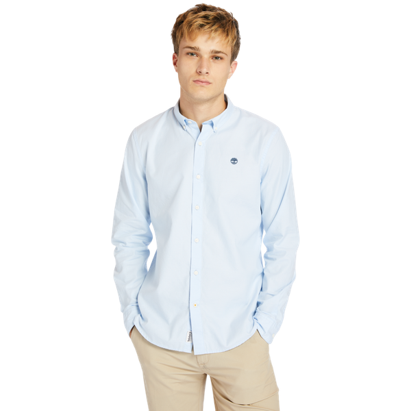 Timberland Men's Light Blue Long Sleeve Elvatd Oxford Slim Shirt