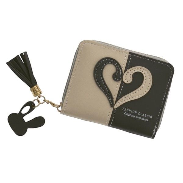 Stylish Two-Tone Design Bi-Fold Wallet - Beige