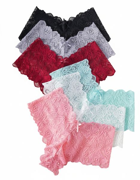 UGABUGA 6 Piece Womans Full Lace Mid Waist Boyshorts Panties