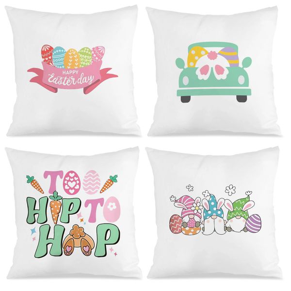 Spring Easter Theme Cushion Covers - 45x45cm Throw Pillowcases