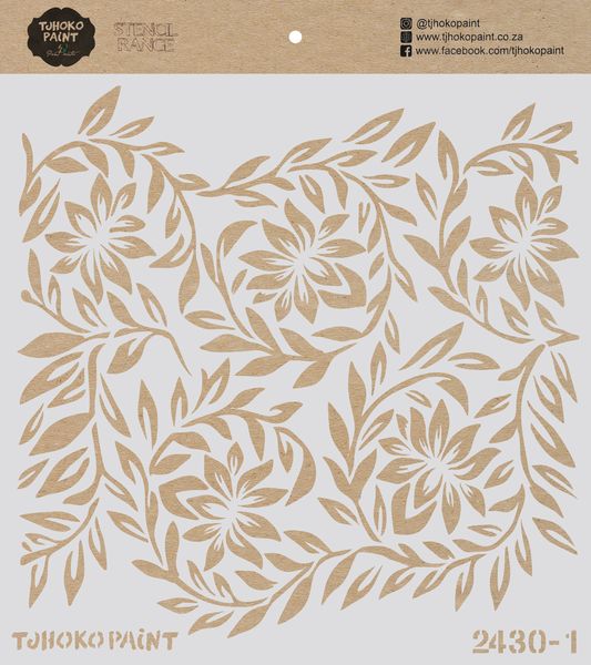 Tjhoko Paint Stencil - 30x30cm - Floral Whirl