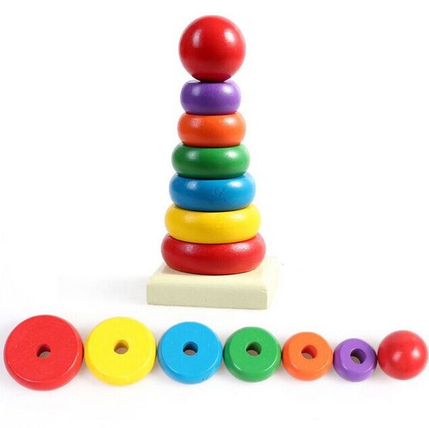 Melissa &amp; Doug Rainbow Stacker Wooden Ring Educational Toy