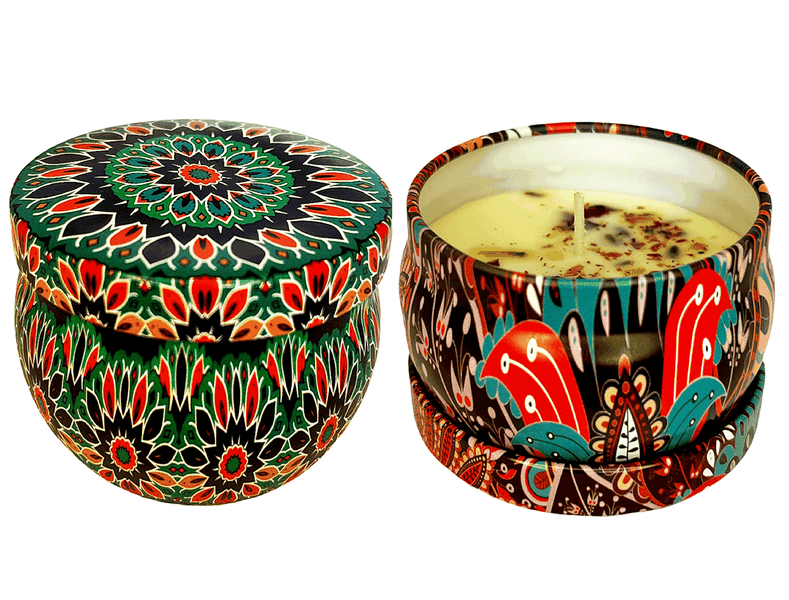 Set of 2 Handmade Scented Candle in Metal Jar-100% Natural Soy Wax