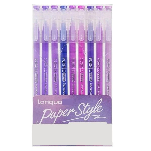 9 Piece - Languo Monet Purple Gel Ink Pens