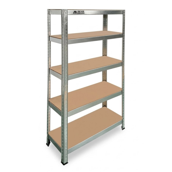 Anchor 150x75x30cm 5 Tier Boltless Storage Steel &amp; 5mm MDF 200Kg Shelving