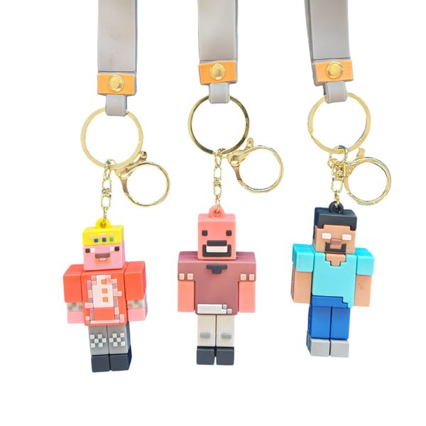 3-Piece Minecraft-Inspired Keychain Set - Technoblade, Red Hero &amp; Steve