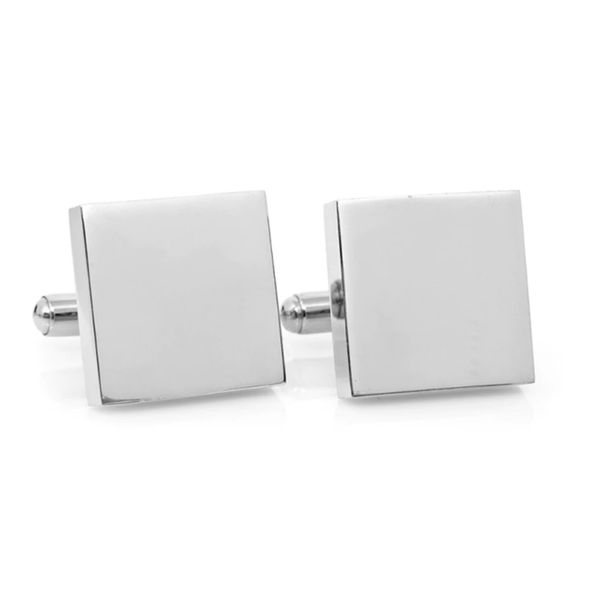 POW Stainless Steel Engravable Cufflinks - Square Silver 16mm