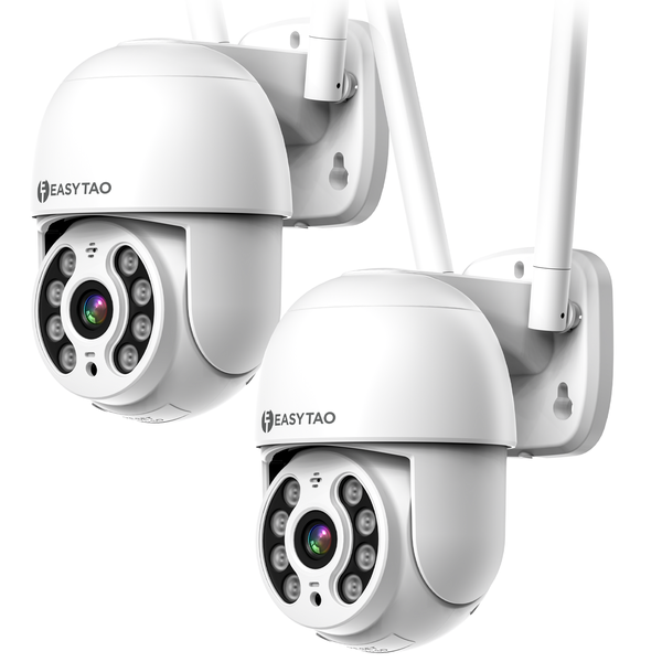 E T EASYTAO 2 Pieces Alexa Security Cameras Outdoor with 2.4Ghz WIFI