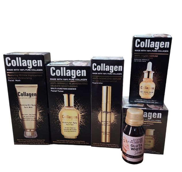 Collagen Skincare Set- Face wash, Toner, Serum, Eye Serum, Cream &amp; Gluta