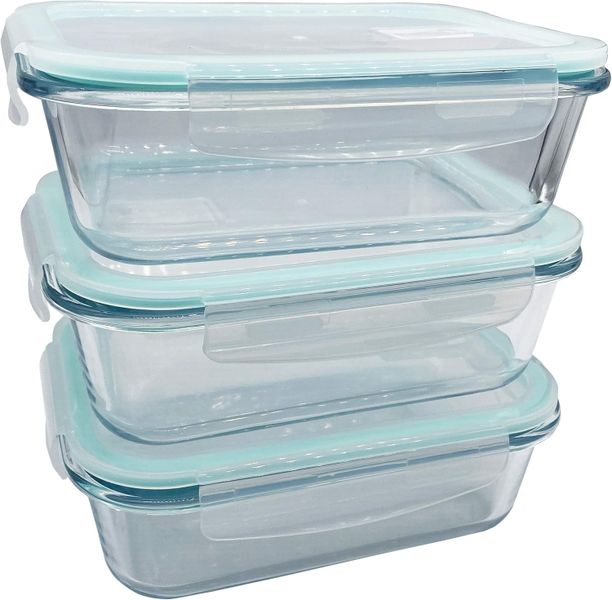 3 Piece Rectangular Glass Food Storage Set
