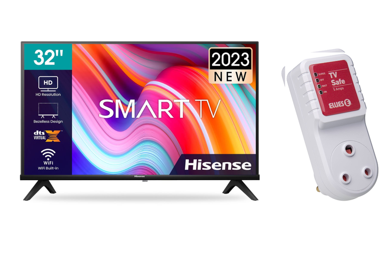 Hisense 32" A4K HD Smart LED TV with Dolby Digital &amp; Ellies TV Safe Plug