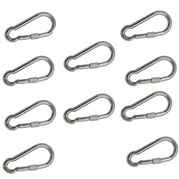 10 Set Of 80mm Stainless Steel Carabiner Spring Hook SD-30782