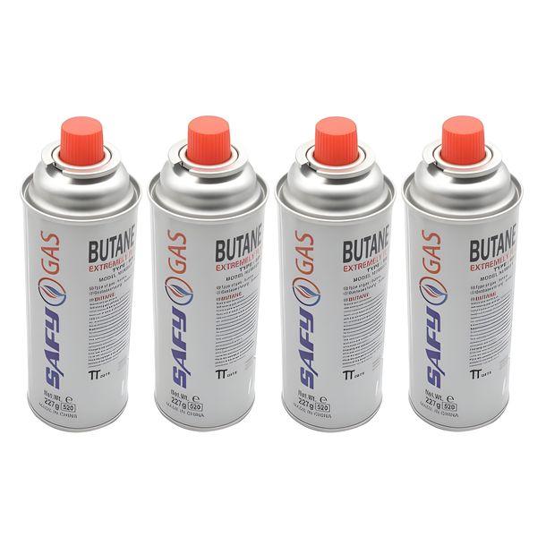 SAFY GAS - Pack of 4 - Butane Canisters 227g