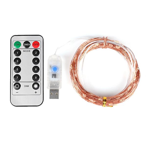 Copper Wire String Lights Remote Blue image