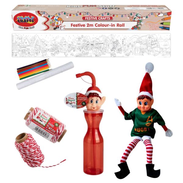 Elf on the Shelf Rugby Player Christmas Set with Reusable Bottle