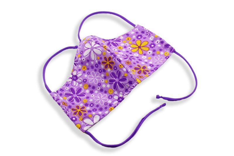 Face Mask - Tripple Layer + Disposable Filter Insert - Purple Floral