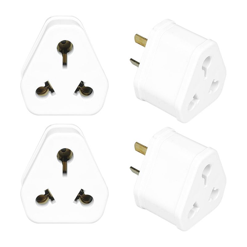 REDISSON 4-Pack Universal 13A-15A Travel Adapter to 3 Pin Plug,White