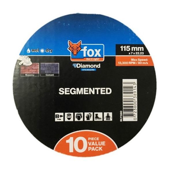 Bulk Pack x 2 FOX - Blade Diamond Segmented 115mm Promo 10pc