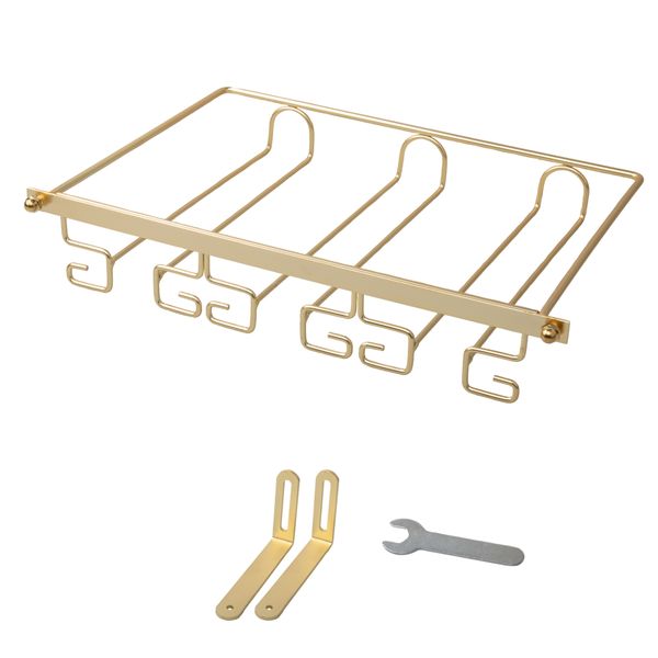 3 Rows Under-Cabinet Wine Glass Hanger - Gold