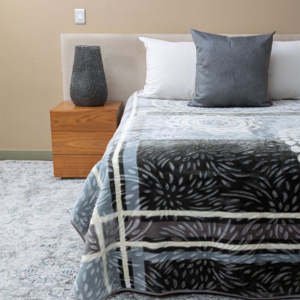 Sesli Paris 2 Ply Mink Blanket - Teal &amp; Cream