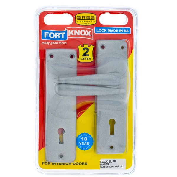 FORT KNOX Door Lock 2 Lever Lockset PP Satin Chrome Handle