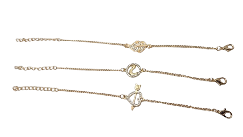 3-Piece Gold-Plated Anklet Set