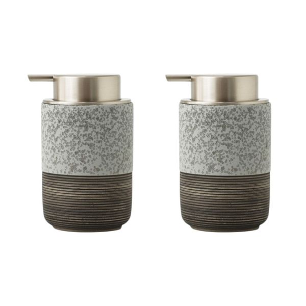 2 Pack - 300ml - Ceramic Relief Pressed Mousse Bottle - Grey