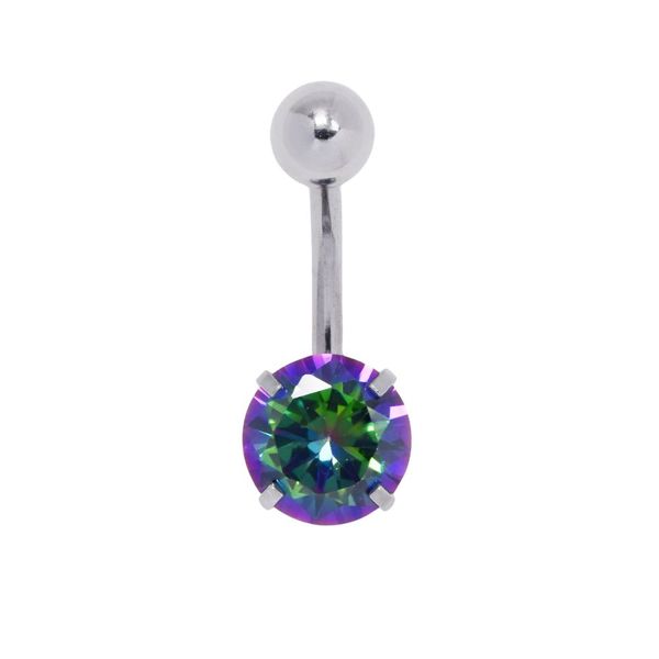 Lily &amp; Rose Waterproof Round Fantasy CZ Stone &amp; Steel Ball Belly Ring